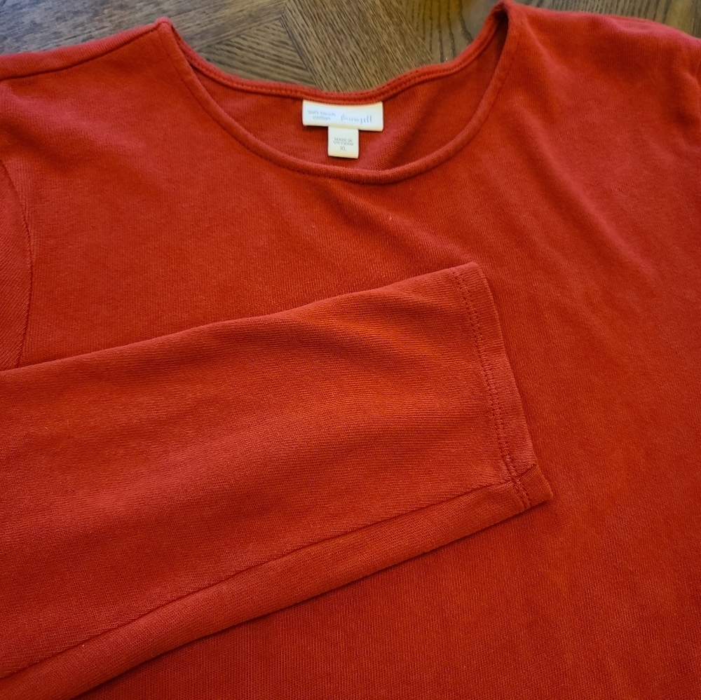 J Jill Soft Touch Womens Size XL Red Cotton Tunic Style Top